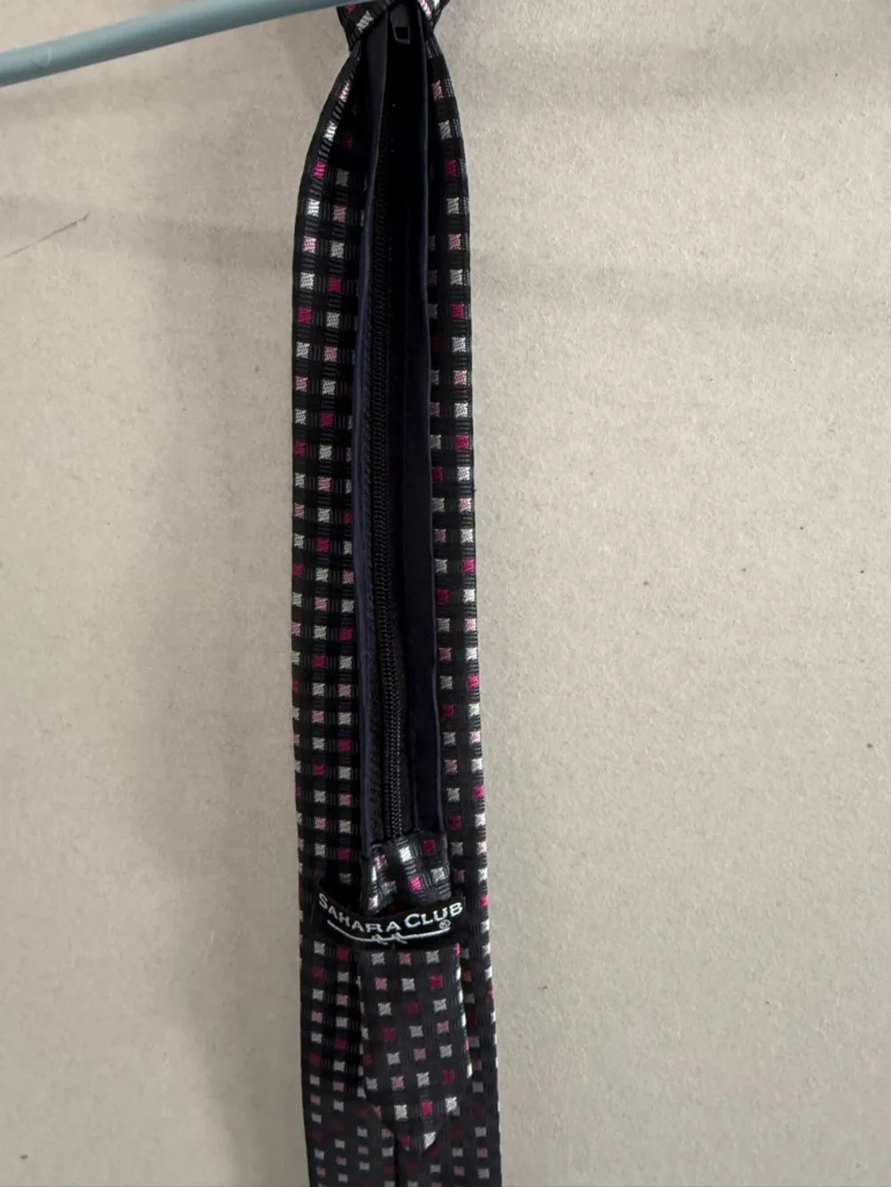 Kids Black Tie with Pink and White Micro-Check Pattern
